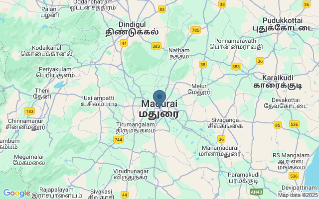 Kaart met locatie Sri Meenakshi-tempel